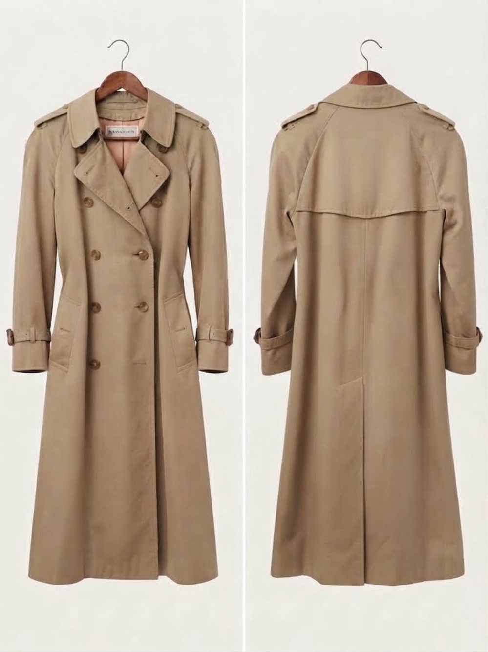 Vintage Evan-Picone Classic Beige Double Breasted Trench Coat (Size M)
